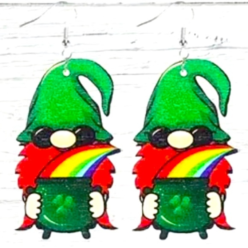 Leprechauns carved into the wooden surface. Lightweight and comfortable to wear.